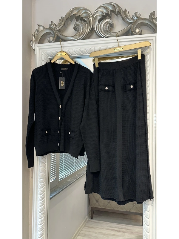 İNVEE 7120 Triko Takım -  Siyah