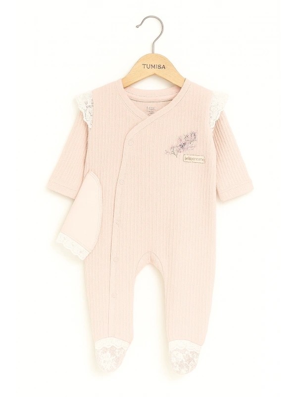 Dantel Detaylı Çiçek Nakışlı Tulum