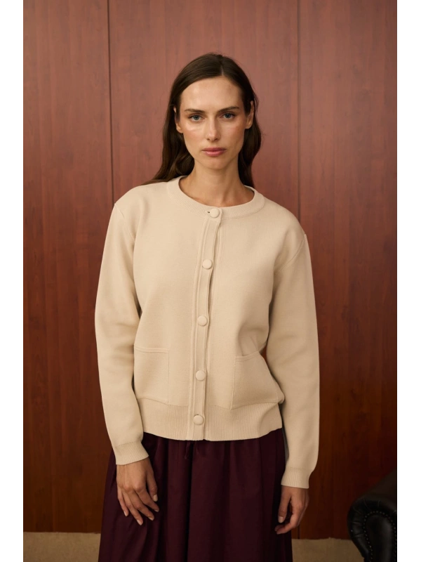 Merwish Bomber Mini Hırka-Bej