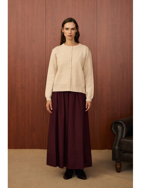 Merwish Bomber Mini Hırka-Bej