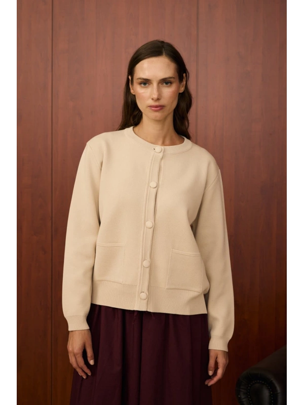 Merwish Bomber Mini Hırka-Bej