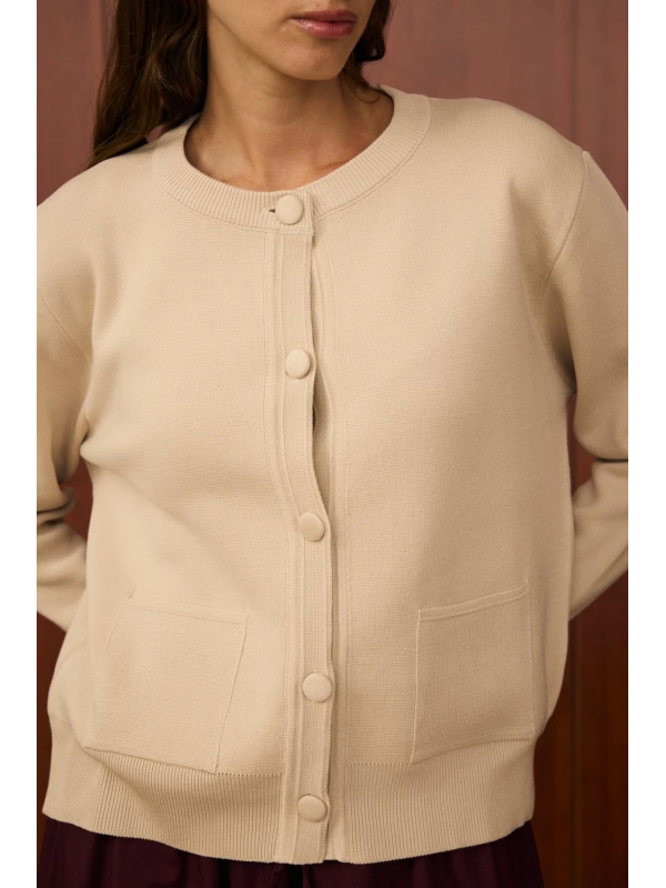 Merwish Bomber Mini Hırka-Bej