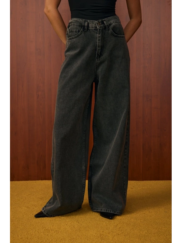 Merwish Salaş Denim Pantolon-Ky Gri