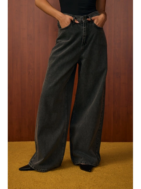 Merwish Salaş Denim Pantolon-Ky Gri