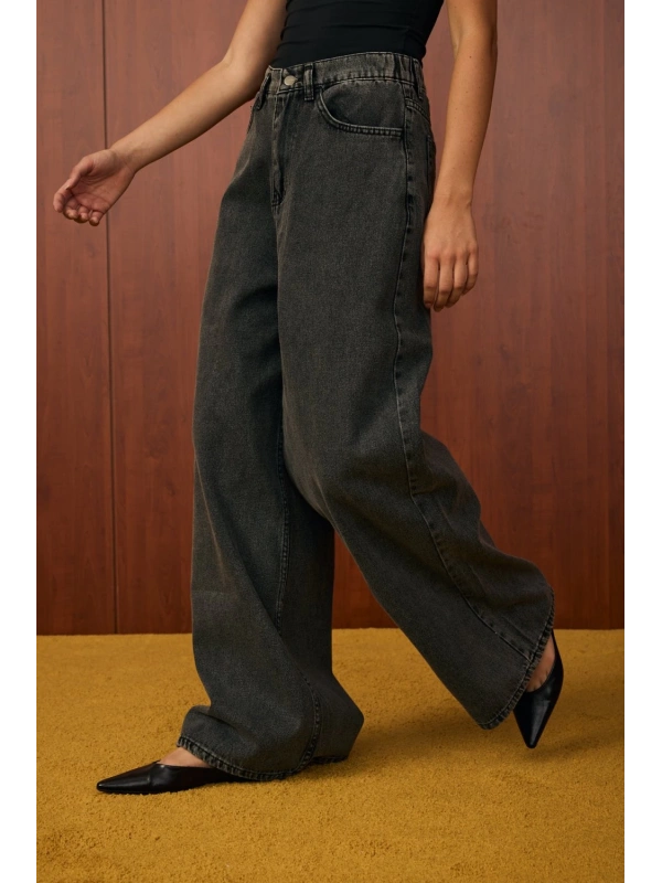 Merwish Salaş Denim Pantolon-Ky Gri