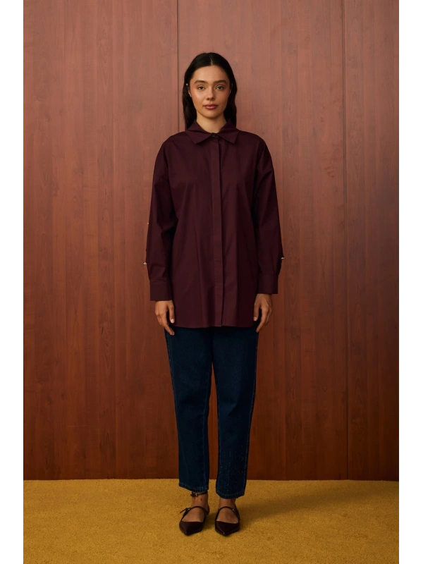 Merwish Fly Gömlek-Bordo