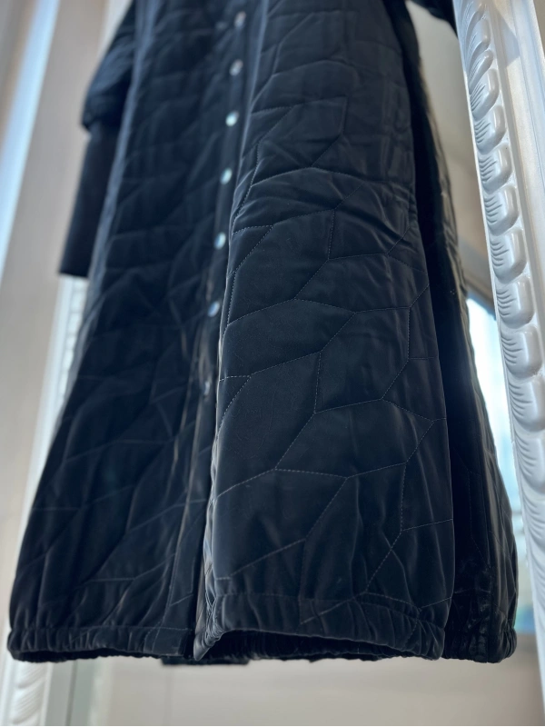 İNVEE Triko Detaylı İpek Deri Mont - Siyah