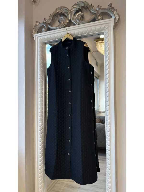 İNVEE Kapitone Uzun Yelek - Siyah