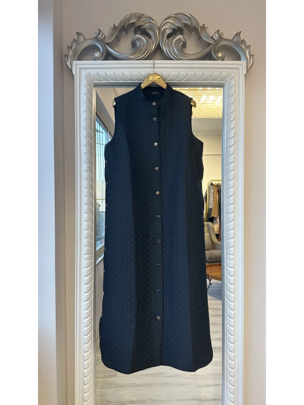 İNVEE Kapitone Uzun Yelek - Siyah