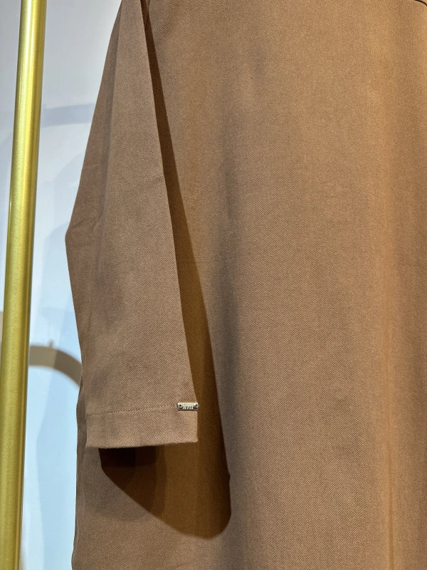 İNVEE Çıtçıt Kapamalı Mevsimilik Uzun Ceket - Tarçın