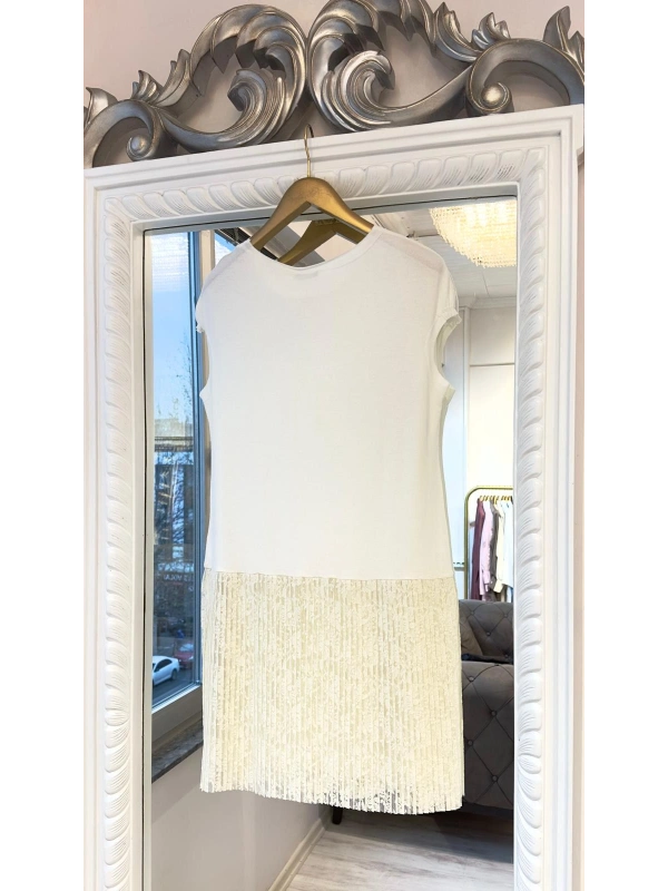 İNVEE Dantel Pliseli İç Tunik - Ekru