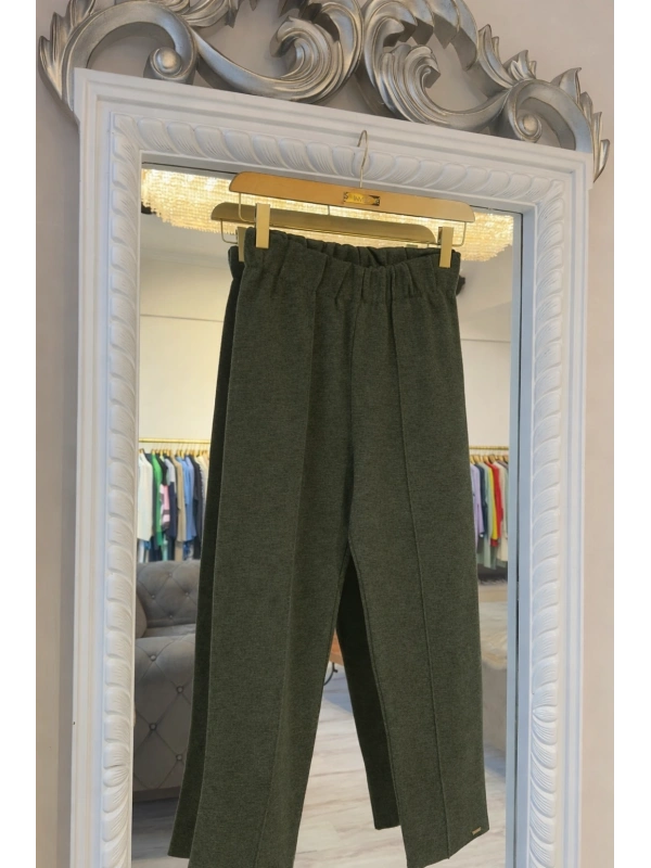 İNVEE 6613 Yün Karışımlı Triko Pantolon - Haki