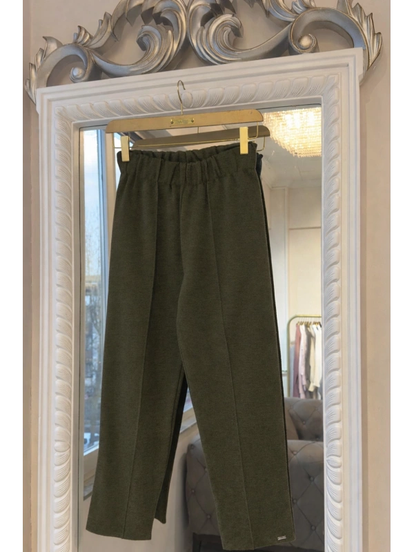 İNVEE 6613 Yün Karışımlı Triko Pantolon - Haki