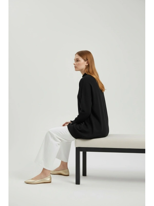 İnvee Viskon Triko Tunik - Siyah