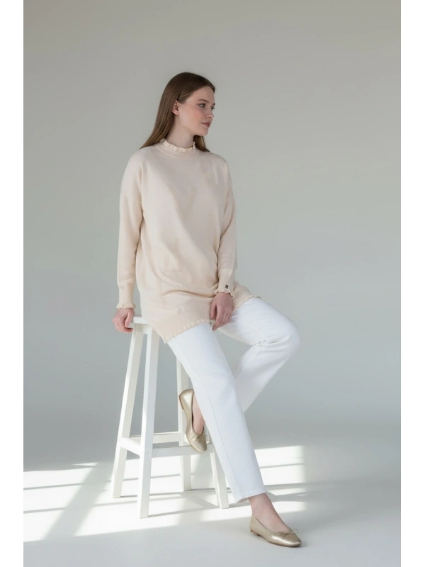 İnvee Viskon Triko Tunik - Ekru