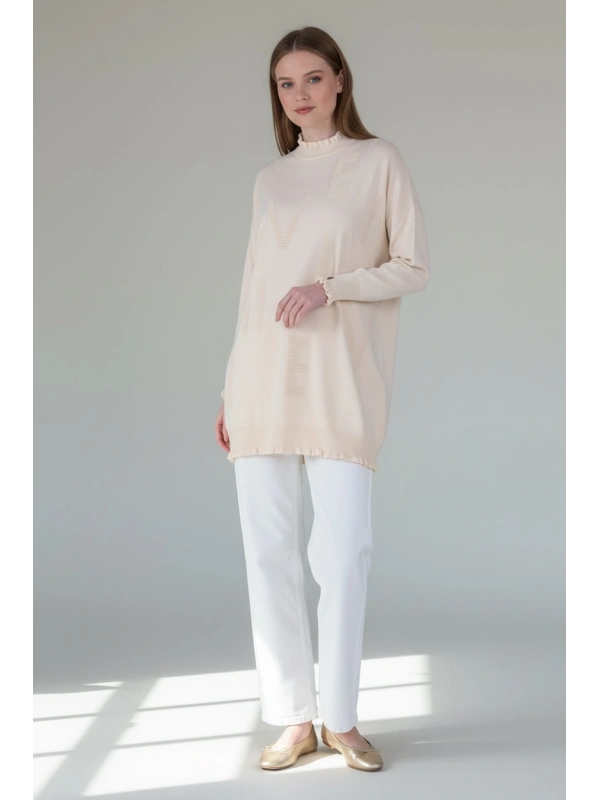 İnvee Viskon Triko Tunik - Ekru