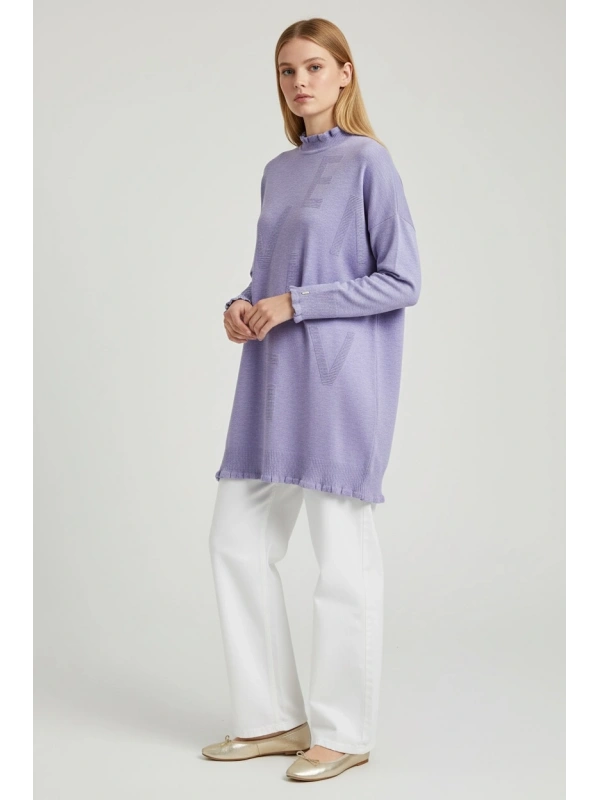 İnvee Viskon Triko Tunik - Lila