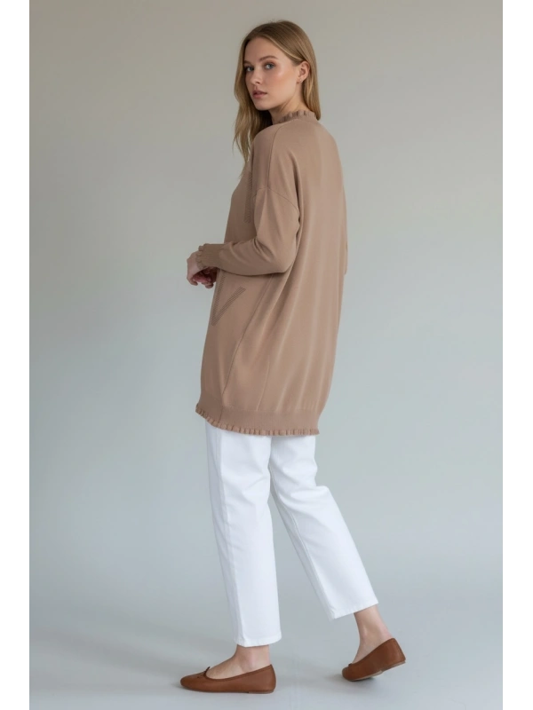 İnvee Viskon Triko Tunik - Camel