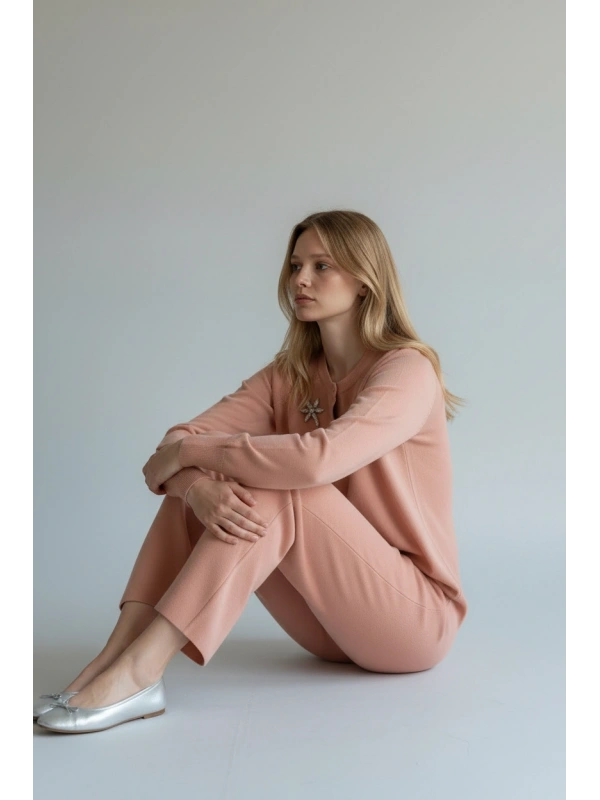 İNVEE Broş Detaylı Triko Hırka - Somon