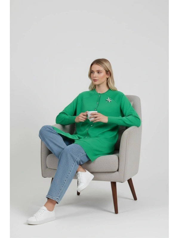 İNVEE Broş Detaylı Triko Hırka - Bonus