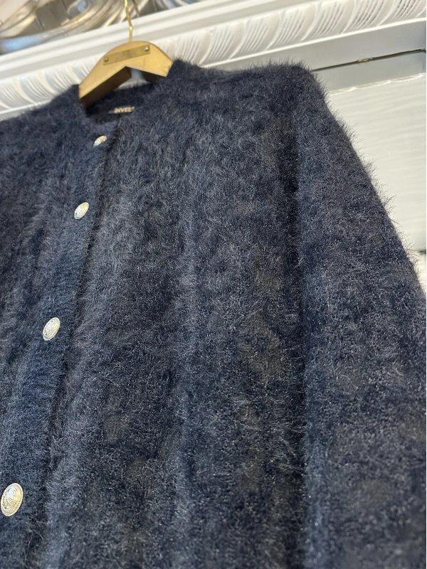 İNVEE Leopar Desenli Angora Hırka - Siyah - Siyah