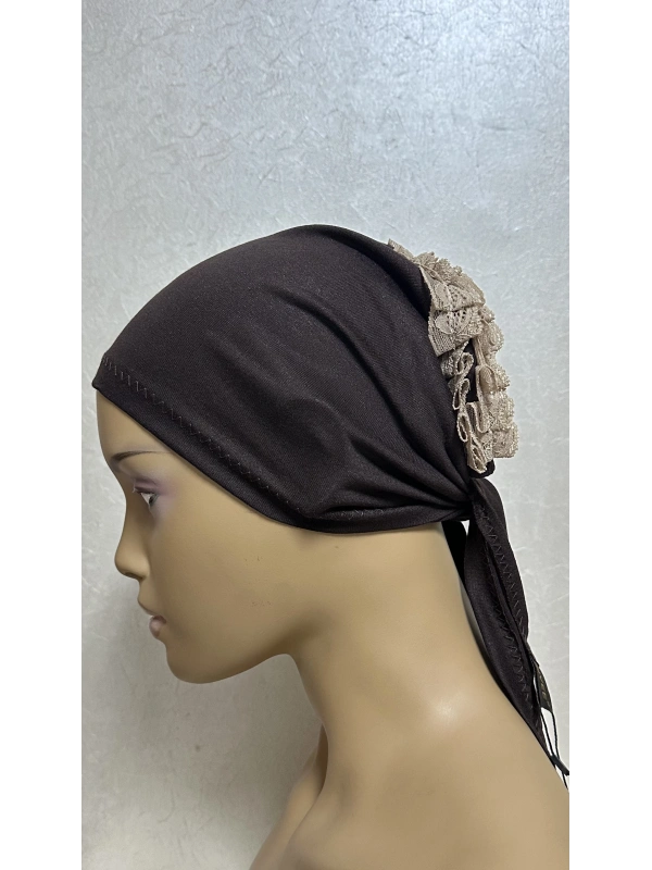 İnvee Dantelli Penye Bone - Kahverengi