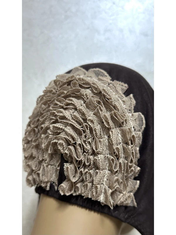 İnvee Dantelli Penye Bone - Kahverengi