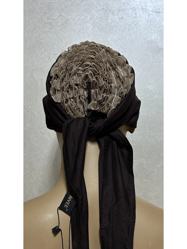 İnvee Dantelli Penye Bone - Kahverengi