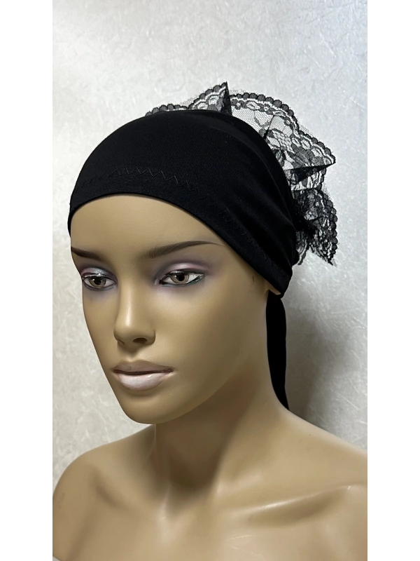 İnvee Dantelli Penye Bone - Siyah