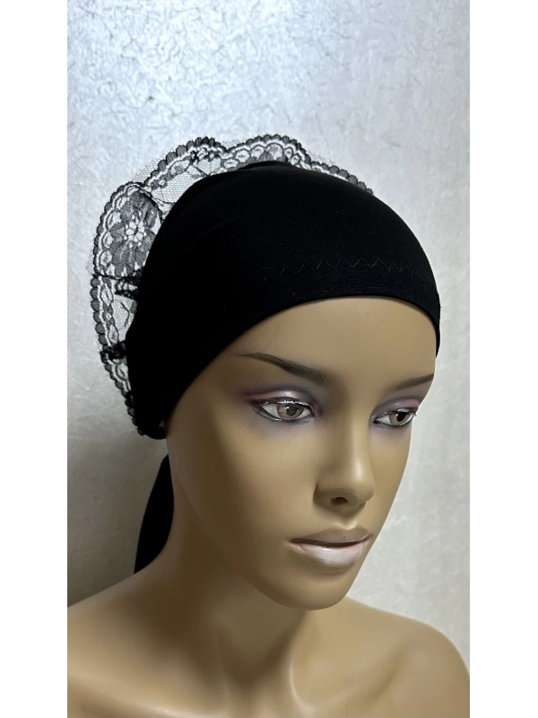 İnvee Dantelli Penye Bone - Siyah