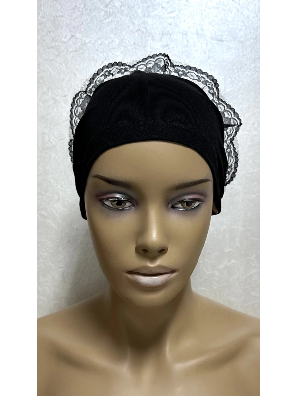 İnvee Dantelli Penye Bone - Siyah