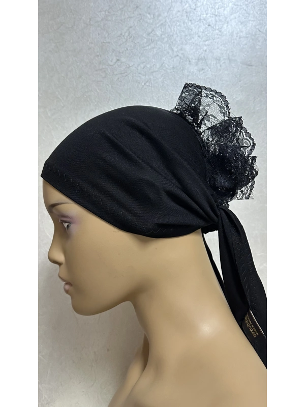 İnvee Dantelli Penye Bone - Siyah