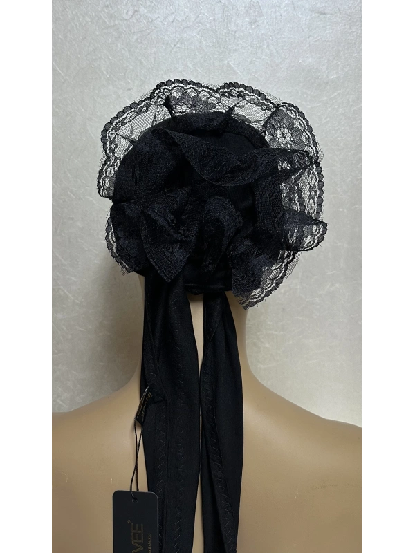 İnvee Dantelli Penye Bone - Siyah