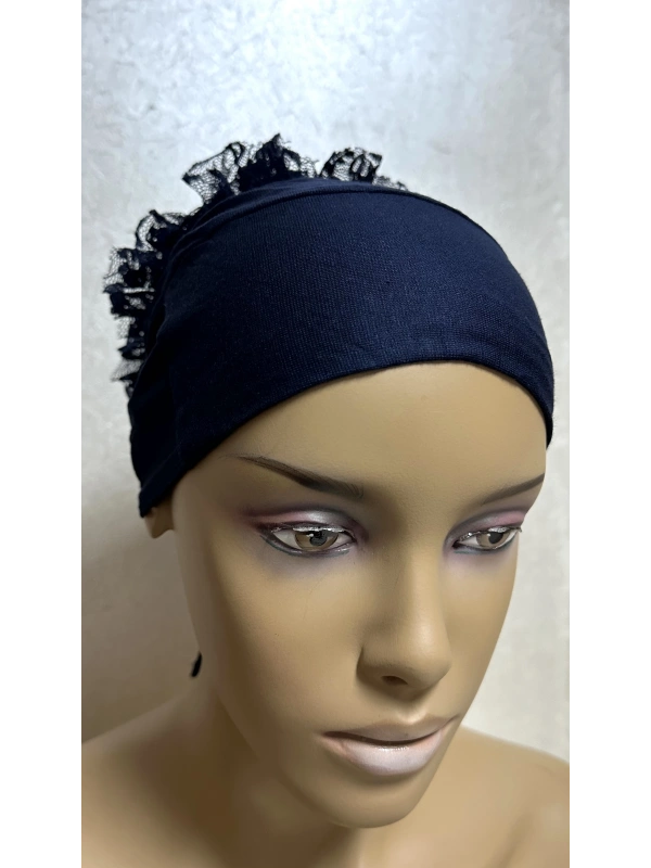 İnvee Dantelli Penye Bone - Lacivert