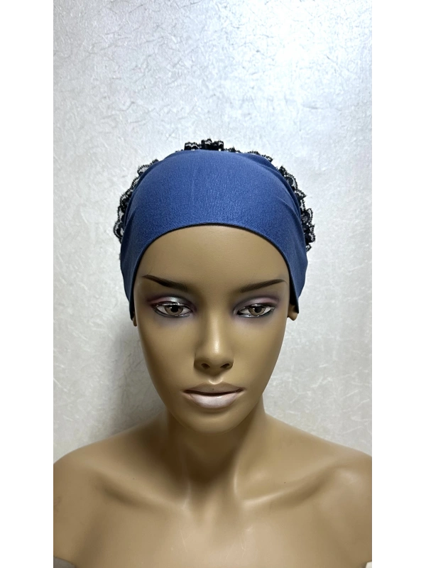 İnvee Dantelli Penye Bone - İndigo