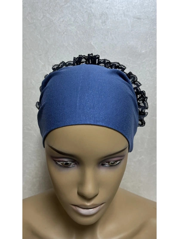 İnvee Dantelli Penye Bone - İndigo