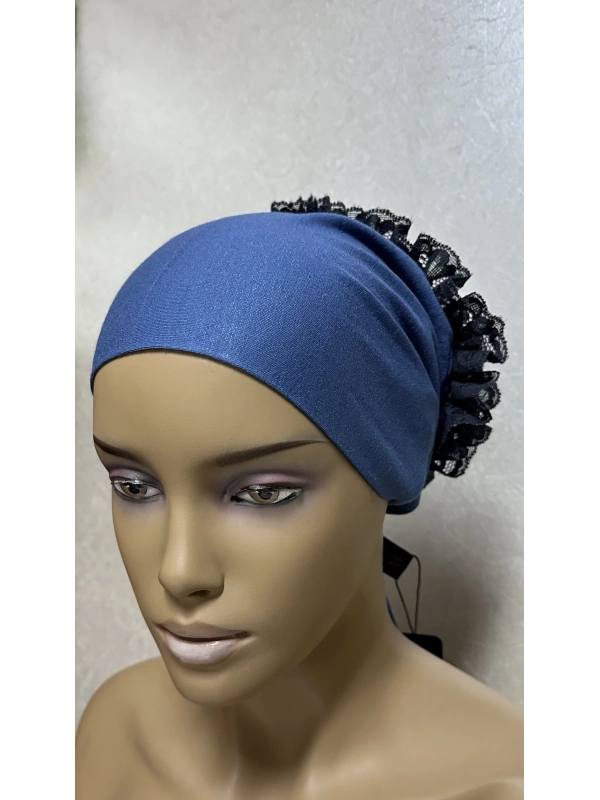 İnvee Dantelli Penye Bone - İndigo