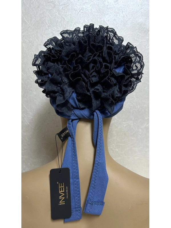 İnvee Dantelli Penye Bone - İndigo