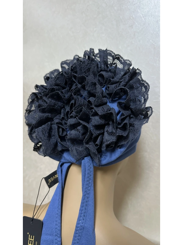 İnvee Dantelli Penye Bone - İndigo