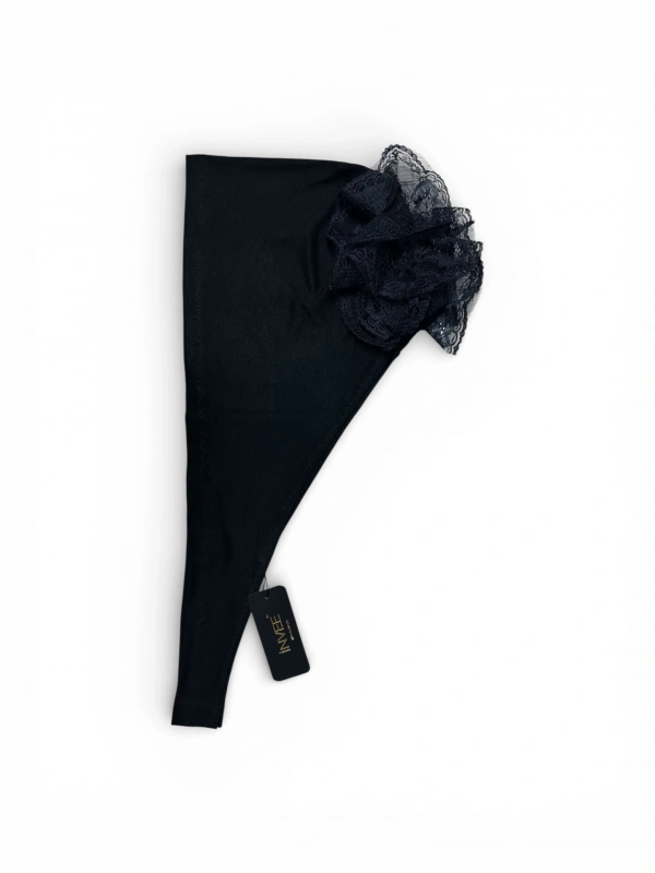 İnvee Dantelli Penye Bone - Siyah
