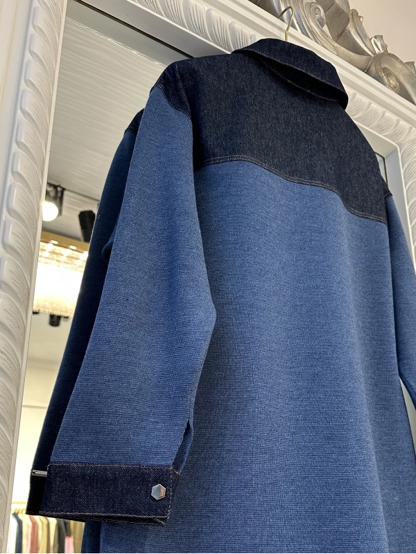 İNVEE Kadın Denim Detaylı Gömlek Ceket - İndigo