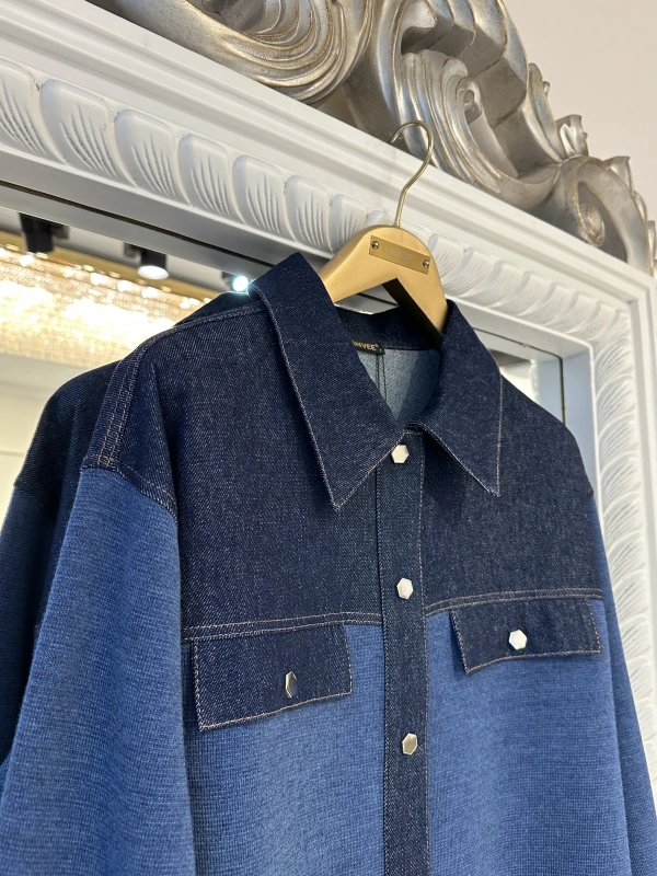 İNVEE Kadın Denim Detaylı Gömlek Ceket - İndigo