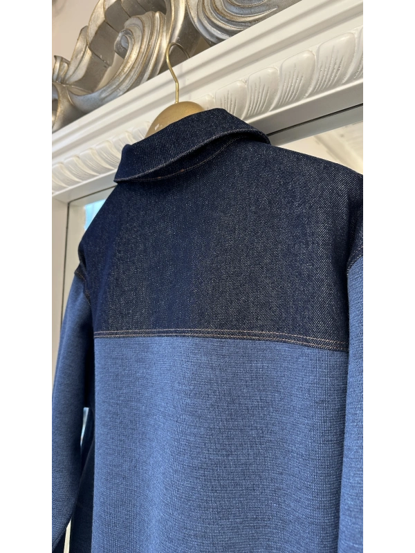 İNVEE Kadın Denim Detaylı Gömlek Ceket - İndigo