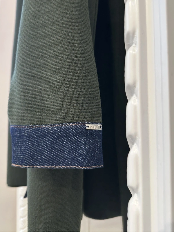 İNVEE Kadın Denim Detaylı Gömlek Ceket - Haki