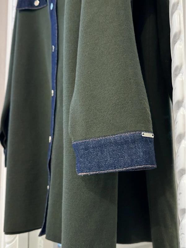 İNVEE Kadın Denim Detaylı Gömlek Ceket - Haki