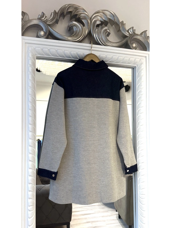 İNVEE Kadın Denim Detaylı Gömlek Ceket - Bej