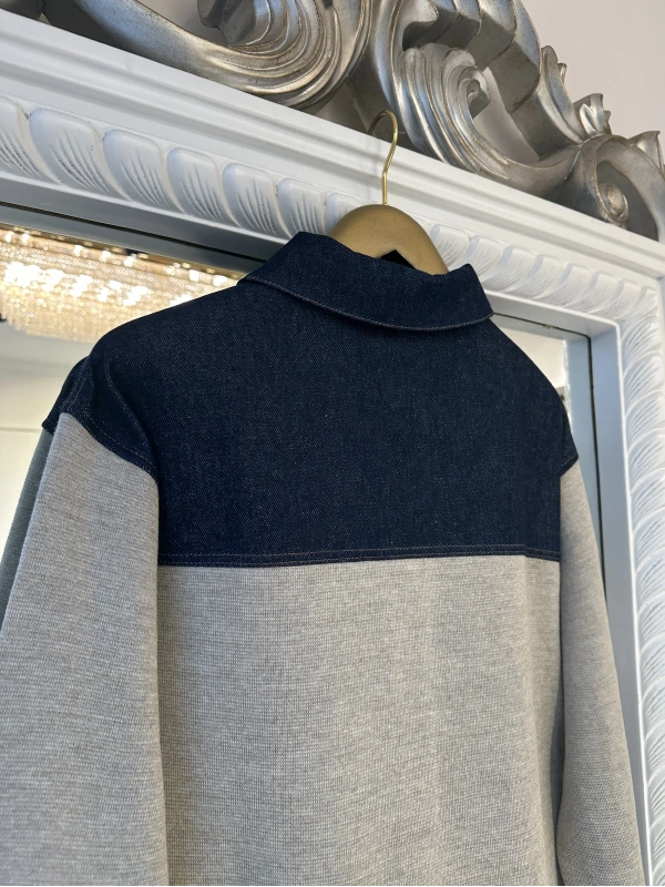 İNVEE Kadın Denim Detaylı Gömlek Ceket - Bej