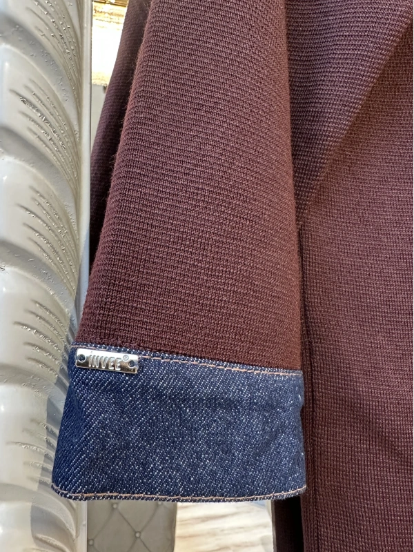 İNVEE Kadın Denim Detaylı Gömlek Ceket - Mürdüm