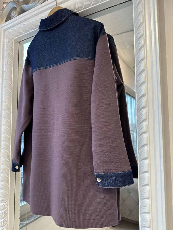 İNVEE Kadın Denim Detaylı Gömlek Ceket - Gül