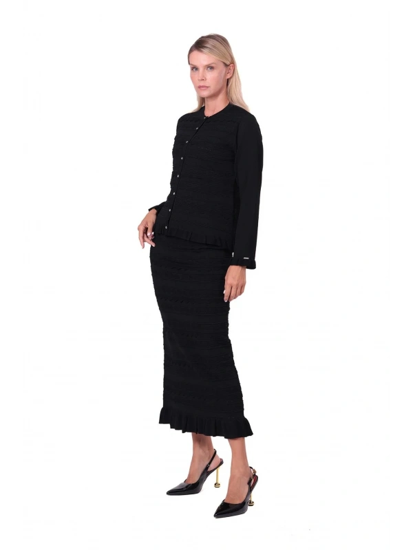 İNVEE Papatya Triko Takım - Siyah